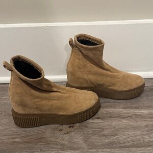 Steve Madden Camel Suede Platform Wedge Boots